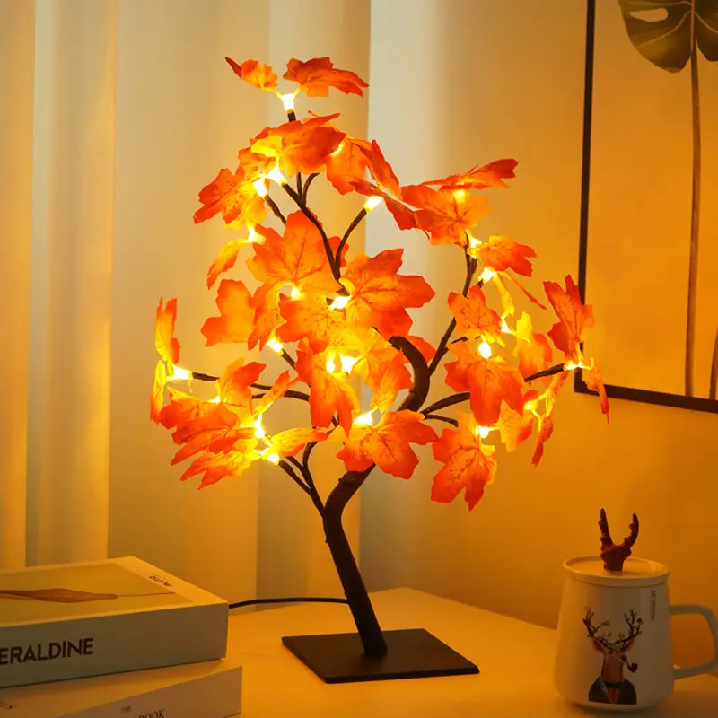 YIZHI छुट्टी सजावटी मेपल का पत्ता बोन्साई पेड़ प्रकाश यूएसबी संचालित 24 के लिए नेतृत्व में मेपल के पेड़ दीपक क्रिसमस शादी की पार्टी घर उपहार