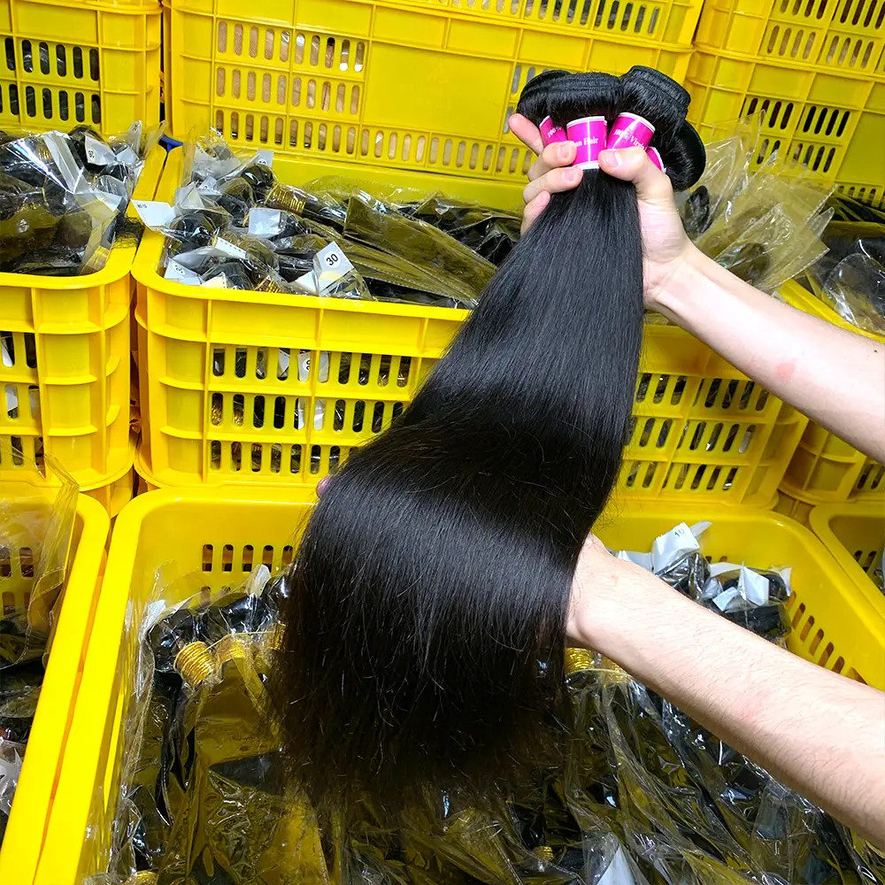 Высококачественный гениальный уток, Гуанчжоу, лучший настоящий шьет в мокрой волне, конский хвост, натуральные волосы, выровненные кутикулы, наращивание