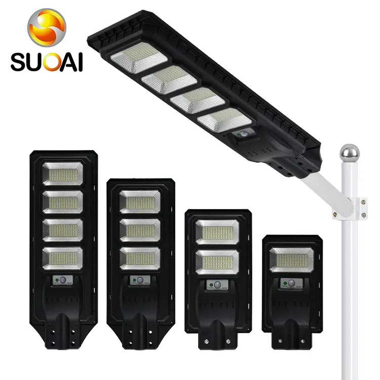 SUOAI 2023 yeni tasarım lamba parkı lityum pil 50w 100w 150w hepsi bir güneş enerjili Led sokak lambası