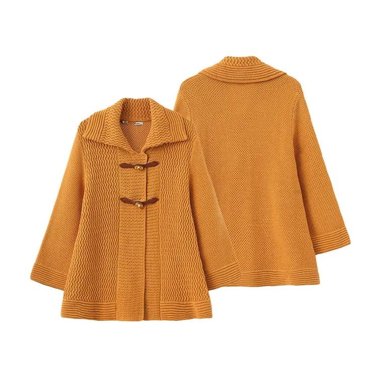 Surdimensionné tricot y2k bouton rayé motif bord brut col en V dames Cardigan manteau corne bouton laine manteau femme veste & manteau
