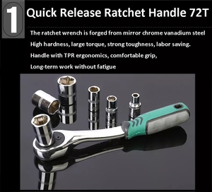 工具箱套装机械师1/4 “3/8” 专业汽车机械师手推车108件套工具箱铬钒插座套装 - Product Image 3