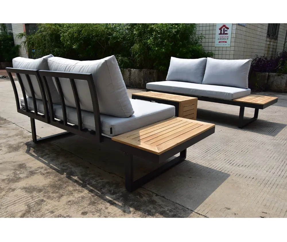 Mobili da giardino per tutte le stagioni mobili da esterno in alluminio divano da giardino in plastica color legno