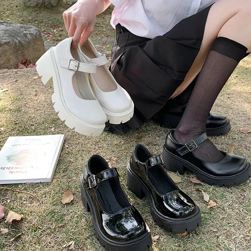 Japanese Style Girls High Heels Waterproof College Student Cosplay Costume Platform Shoes women Lolita Shoes