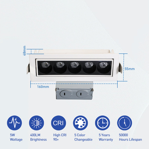 High CRI Linear Downlight <strong>5W</strong> Adjustable 5 Color Temperature Waterproof <strong>LED</strong> - Product Image 2