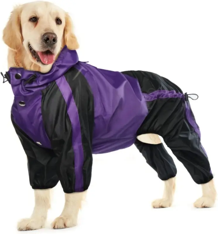 कस्टम पिल्ला पनरोक वर्षा जैकेट कपड़े पूरे शरीर चार पैर मध्यम बड़े पालतू कुत्ते वर्षा