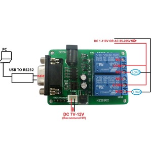 DC 12V 2 Channel DB9 Male RS232 UART Remote Control Switch Board Serial Port Relay <strong>Module</strong> - Product Image 4