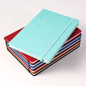 Venta al por mayor personalizado A5 con correa elástica PU diario cuaderno impreso marca Logo diario Bloc cuaderno de notas de cuero PU