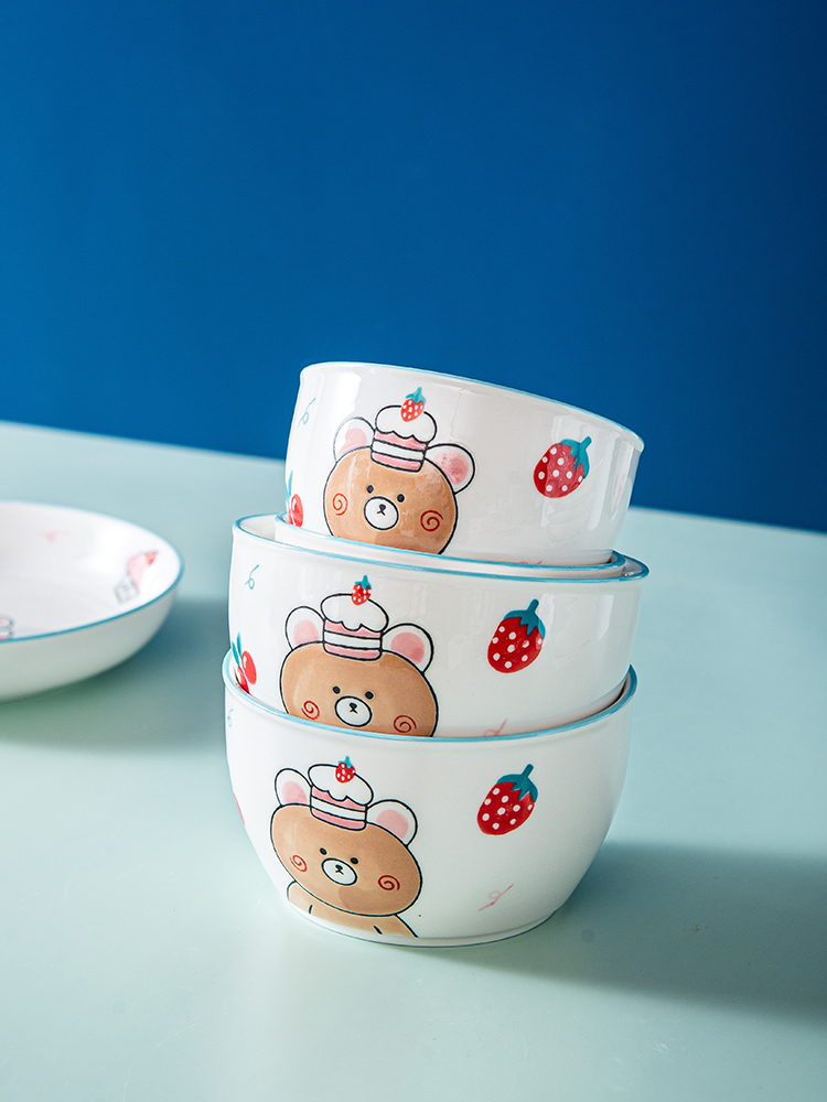Hot sale little bear decal promotion ceramic porcelain China gift bake dish bakeware bowl plate soup bowl set dinnerware sets