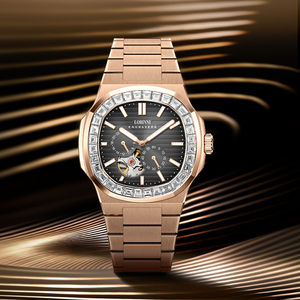LOBINNI Original Skeleton Typ Multifunktions Herren Roségold Automatische mechanische Uhr - Product Image 2