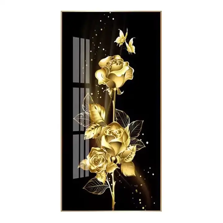 Flower Poster Wall Art Framed Canvas Painting Gold Print Hot Sale Best Modern Customized Logo Environment Friendly Watercolor
