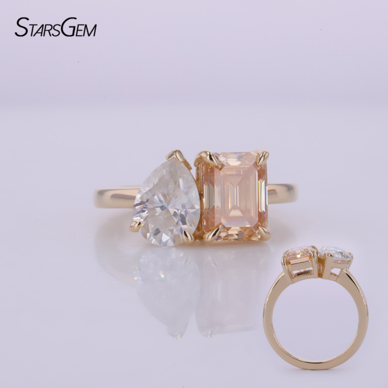 Pear 1cT LGD +Emerald (moissanite /gemstone)