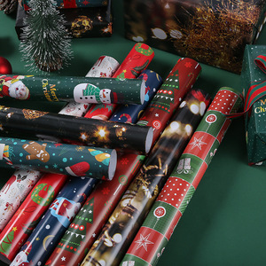 50*74 CM防水赤緑と白のクリスマスブーケラッピングフラワーペーパークリスマスギフトバッグパッキングティッシュペーパー