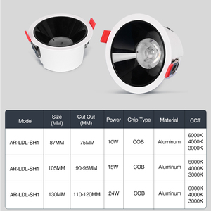 10W 80LM毫米/W 87MM毫米Cob筒灯防眩光嵌入式铝制外壳3000K筒灯，用于厨房客厅办公室天花板