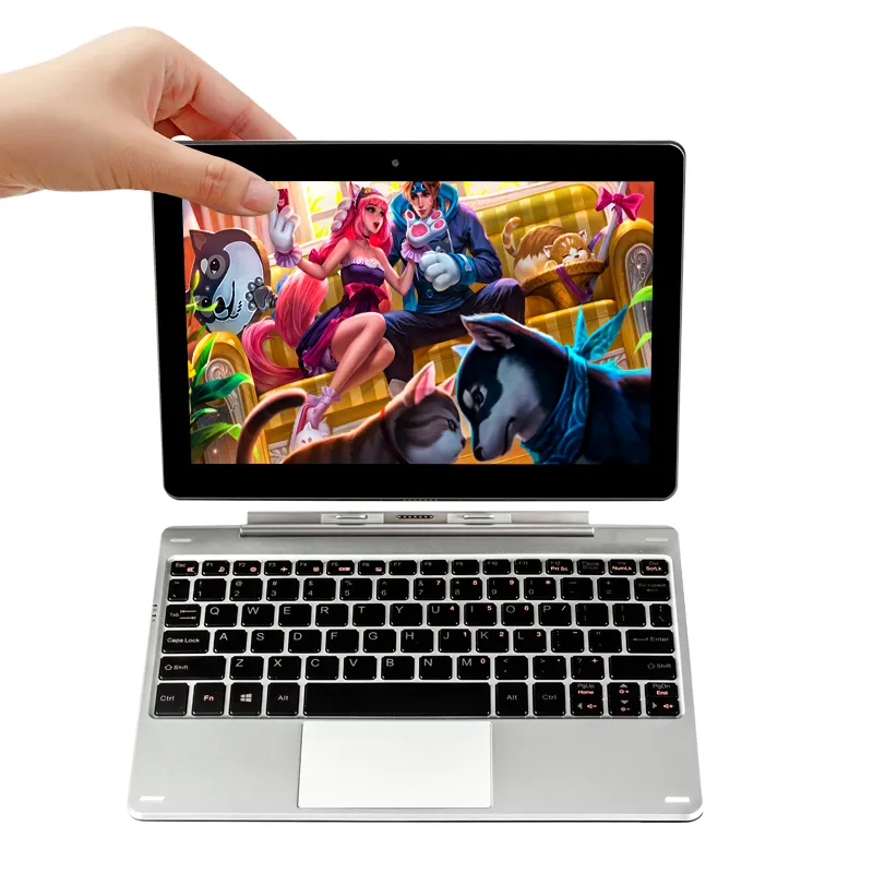 Neueste Zwei in einem Laptop 10 Zoll RAM 4GB ROM 64GB gewinnt 10 Tablet PC Finger abdruck mit Tastatur