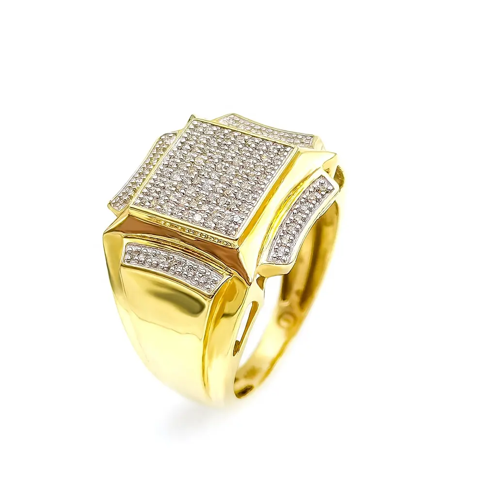 Gioielleria raffinata gioielli in oro 10K 14K 18K anello da uomo reale con diamante naturale rotondo Hiphop Cut Iced Out Ring Jewelry