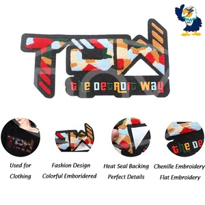 シェニール文字パッチカスタムネームロゴ刺繍フラット刺繍入り - Product Image 2