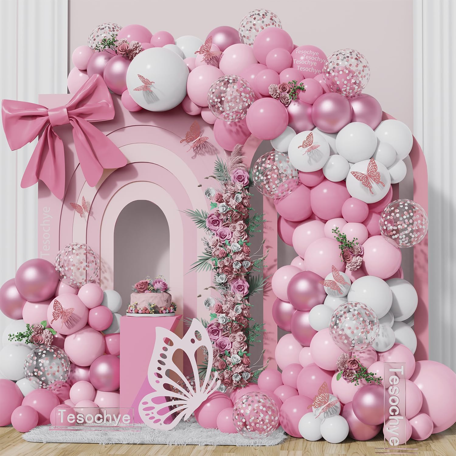 Kit ghirlanda palloncino rosa e viola 12