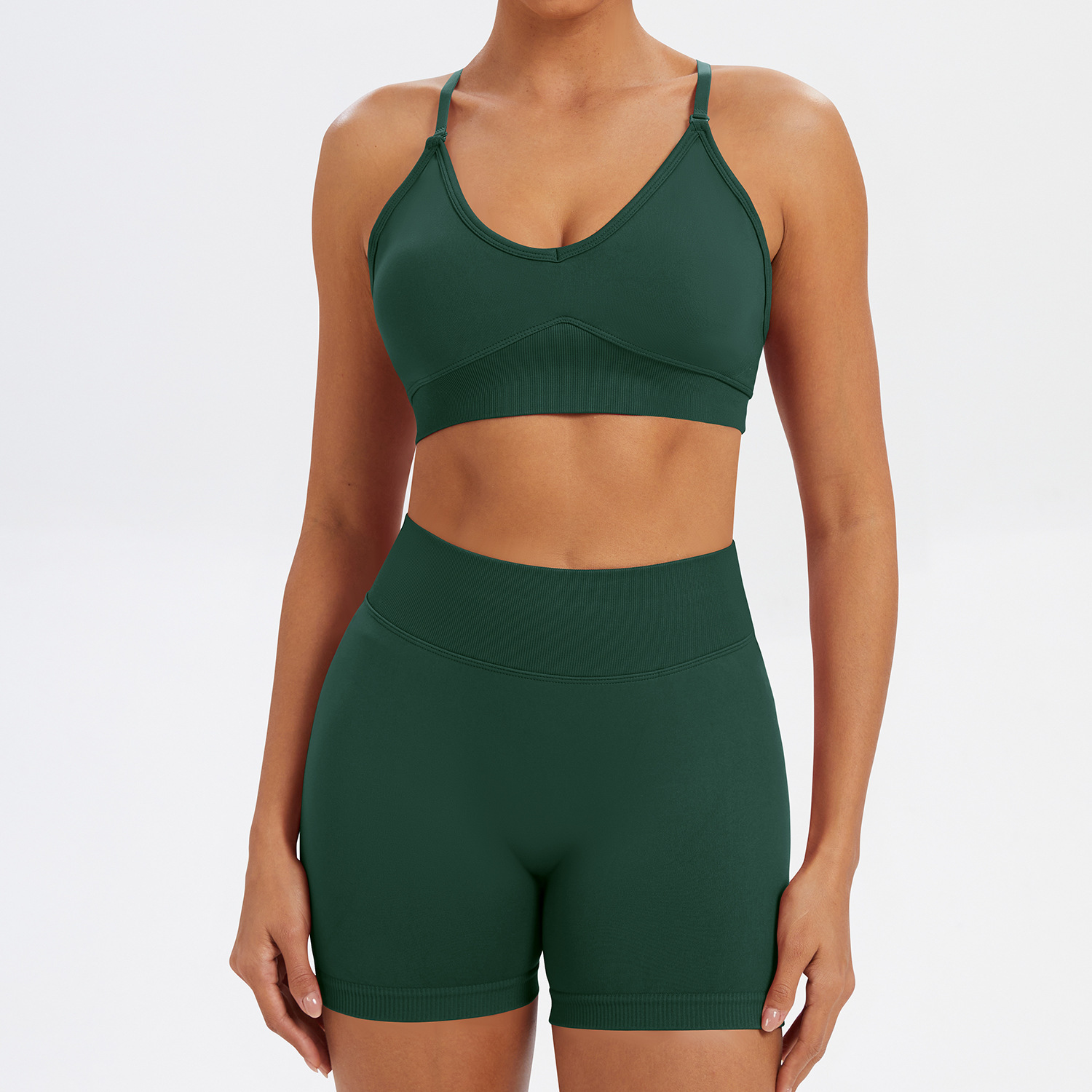Forest green-bra and shorts