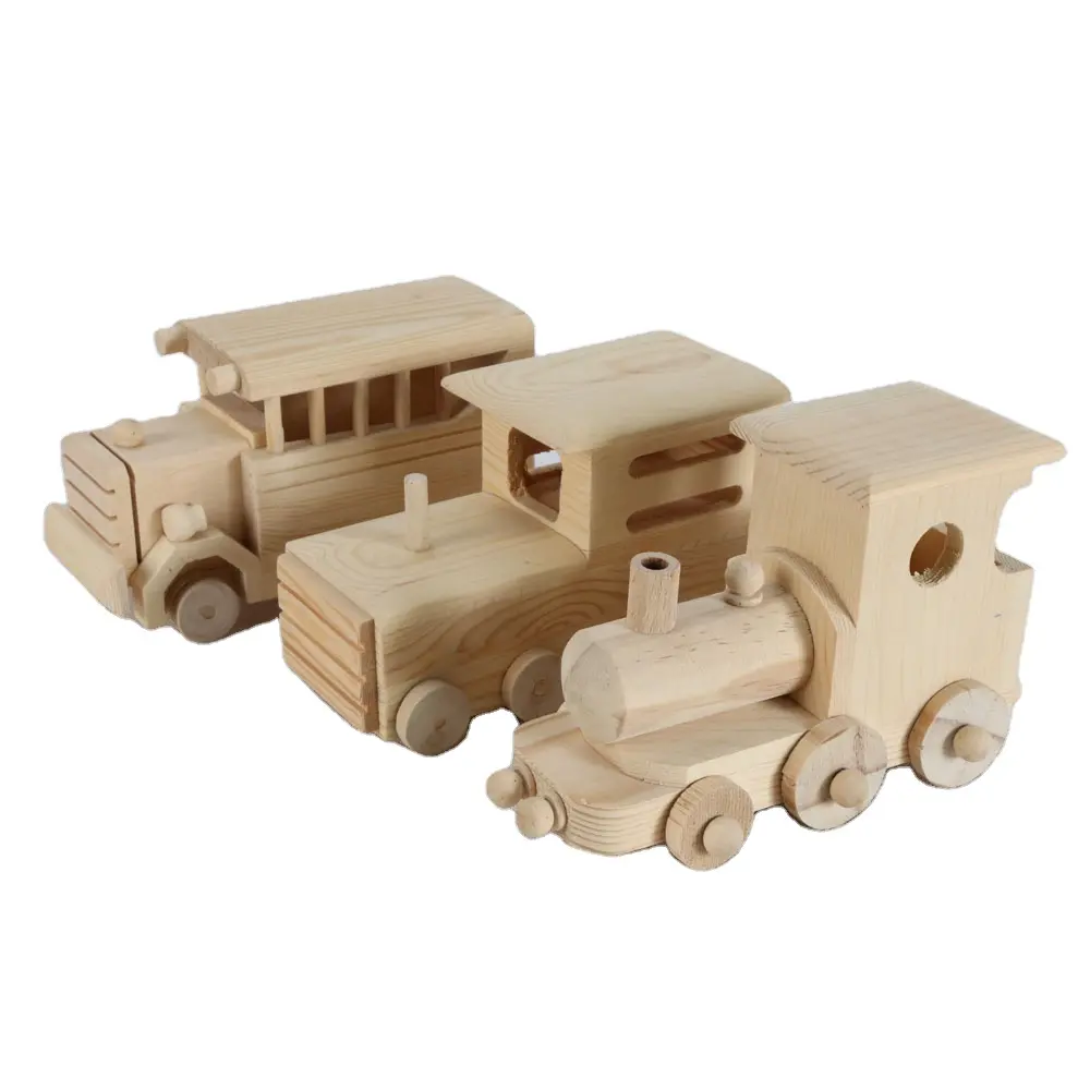 Camión de madera Juguetes Coche para niños pequeños Sin pintar Seguro para jugar