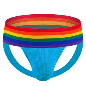 Regenbogen 7,5 cm Bund Herren Sexy Unterwäsche Atmungsaktive Strick bären Jock strap Unterwäsche Sexy Tangas Homosexuell Jock strap für Männer - Product Image 4