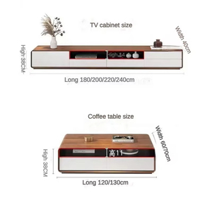 Modern Minimalist Design Walnut Wall <strong>Mounted</strong> TV Table Stand Wooden TV Cabinet with Storage Drawers and Shelf Coffee Table - Product Image 6