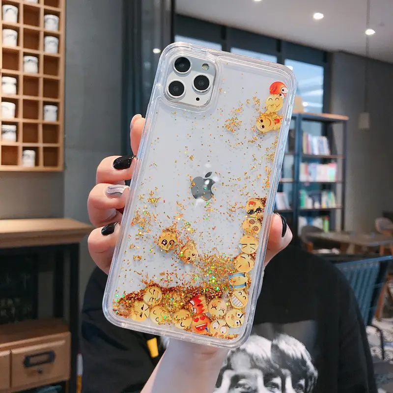 סמיילי פנים כוכב הנצנצים גליטר חול טובעני בלינק חמוד סמל טלפון מקרה עבור iPhone