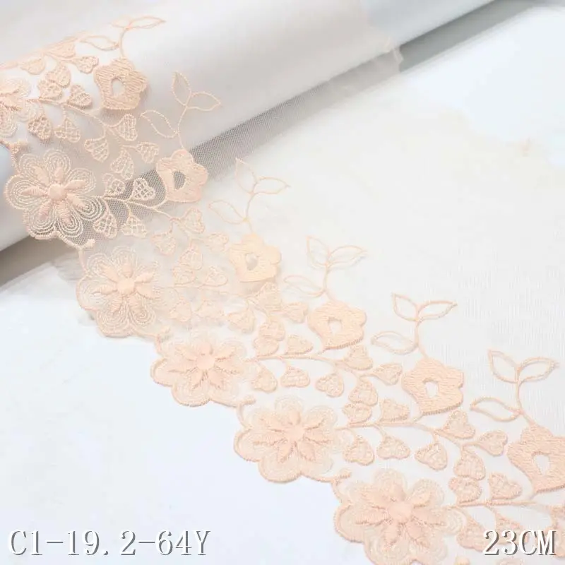 23cm elegante bellissimo ricamo floreale 3D in pizzo per tessuto in poliestere di pizzo di Tulle rosa