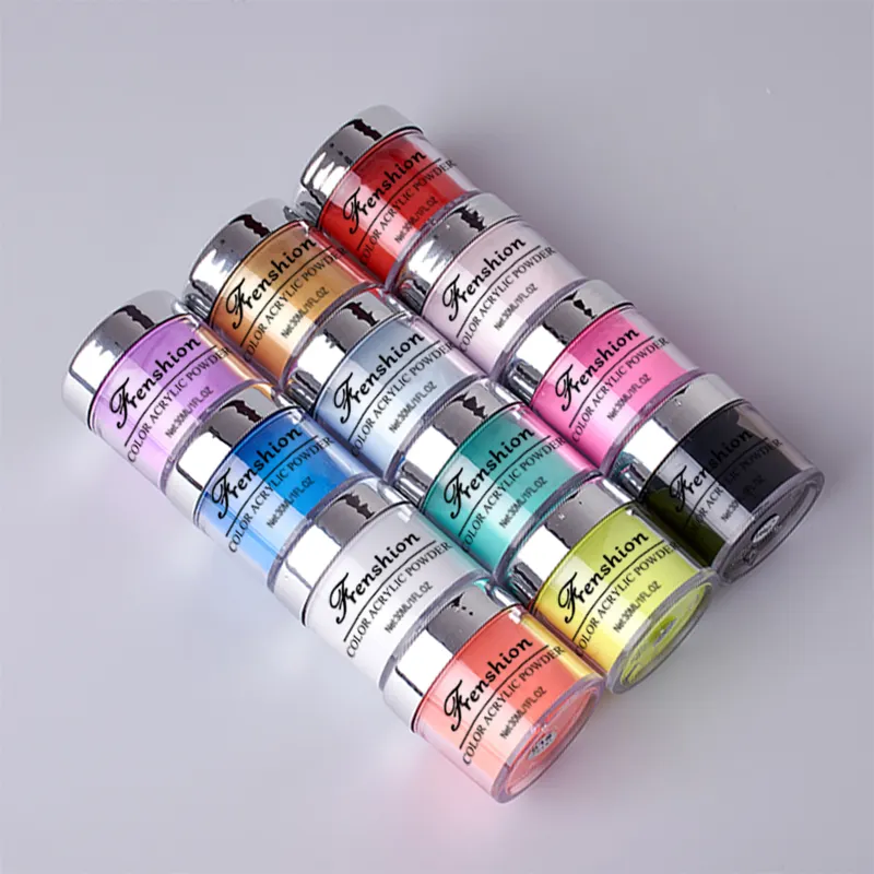 Kit de unhas em pó acrílico uv, conjunto profissional em 12 cores para salão de unhas