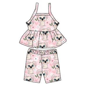 Summer Hot Selling Casual Children'<strong>s</strong> Suit Custom Printed Breathable High Quality <strong>Little</strong> Girl Two-piece Set