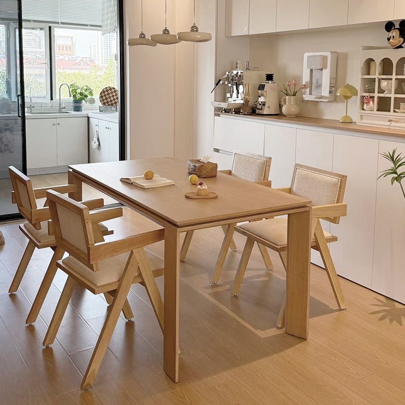 Mesa de comedor de madera maciza Vanyin de 1,4*0,8 m y 6 sillas