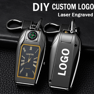 Metal Zinc Alloy Gas Refillable Multi <strong>Function</strong> Luxury Feuerzeug <strong>Clock</strong> Key Chain Windproof Torch Jet Flame BBQ Cigar <strong>Lighters</strong> - Product Image 5