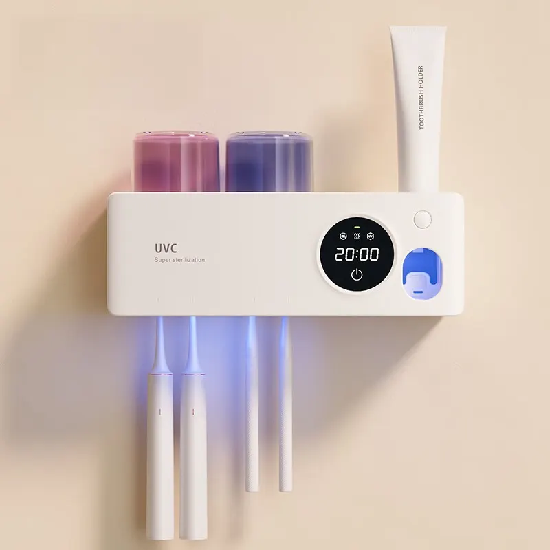 Supporto per disinfettare spazzolino elettrico intelligente 2 tazze asciugatrice da bagno Super lunga durata funzione di sterilizzazione della batteria