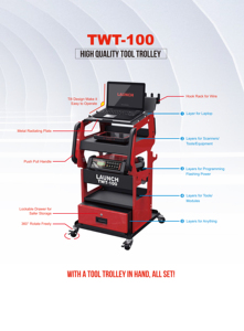 TWT-100 di lancio e carrello PFP-100 per la programmazione EUC cassetta degli attrezzi di riparazione automatica carrello con ruote rotanti - Product Image 4
