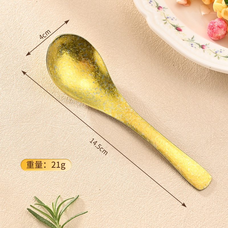 Pure titanium earl spoon small-crystalline gold