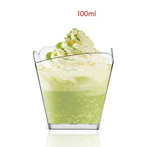 150ml100スクエアデザートカップ透明ムースバフィーカップラウンドアイスクリームデザートパッケージカップ