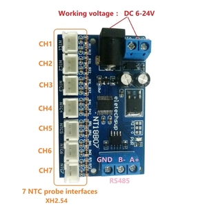 DC 12V 7 puertos RS485 NTC Termistor Sensor de temperatura Modbus Rtu Tablero de monitor remoto - Product Image 2