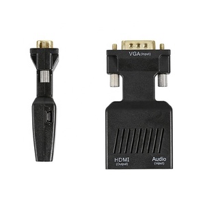 Convertor <strong>VGA</strong> <strong>Input</strong> <strong>to</strong> HDMI <strong>Output</strong> Adapter Adaptor With Micro USB Power Audio Cable Converter - Black