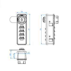 เครื่องกล4 Pin ล็อกเกอร์รหัสยิมรหัสผ่านล็อคตู้ที่มีคีย์หลัก - Product Image 6