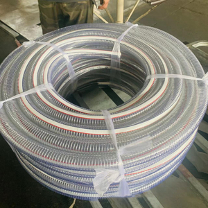 Esnek şeffaf PVC su pompası emme hortumu Spiral çelik tel takviye bahar hortum ile pürüzsüz yüzey - Product Image 4