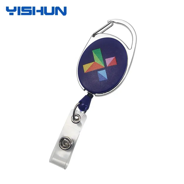 Custom promotional items with logo printing UAE double sided pattern pharmacy retractable pull yoyo ID card holder badge reel