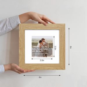 Made of Glass and Natural Oak Wooden <strong>Frame</strong> - Display Picture 4x4 with Mat or <strong>6</strong> <strong>X</strong> <strong>6</strong> Without Mat, 6x6 Photo for Wall or Tabletop - Product Image 4