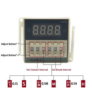 DH48S-S Digital anzeige Zeitrelais Zeit verzögerung gerät 12V 24V AC DC Repetitive Cycle SPDT Programmier barer Timer und Sockel Basis schiene - Product Image 5