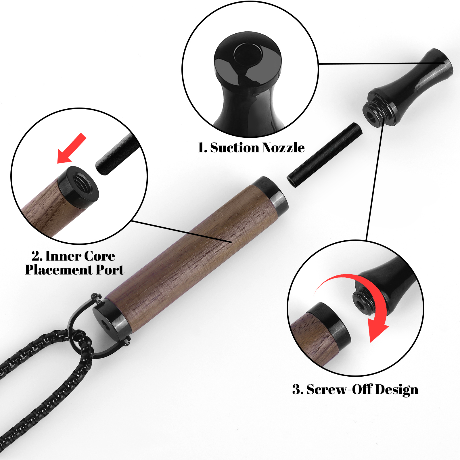 Black Dalbergia Inhaler necklace