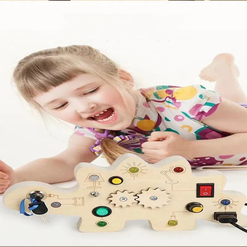 Nuovissimi bambini in età prescolare elettronica a Led circuito base dinosauro in legno occupato sensoriale giocattoli da tavolo