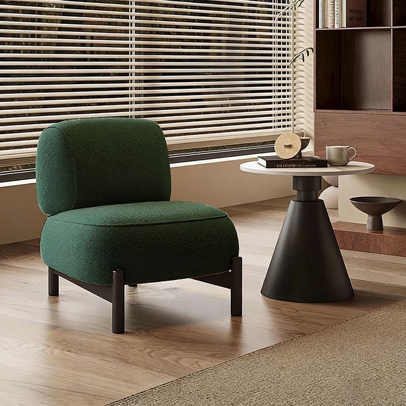 Fauteuil individuel en laine d'agneau vert foncé - sans coussin.