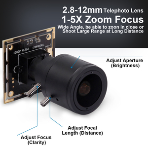 ELP 0.01Lux弱光USB相机1.3mp 960P HD迷你模块摄像机CMOS，带2.8-12毫米变焦距手动镜头ELP-USB130W01MT-FV - Product Image 2