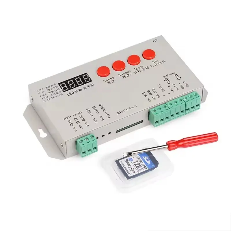 Sd Kaart Programmeerbare Droom Kleur Led Controller 2048 Pixel DC5-24V Spi Voor Flexibele Droom Kleur Led Strip 5050 Smd