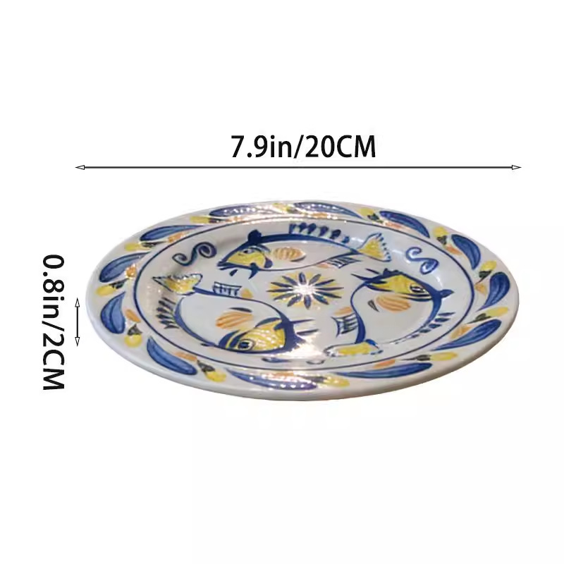 Yellow croaker pattern-8 inch plate