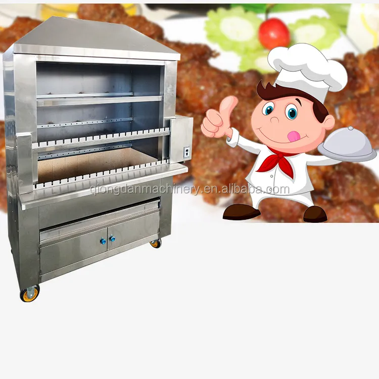 Multi-function Tempered Glass Charcoal Chicken Fish Shrimp Duck Roasting Machine for Commercial Kitchen