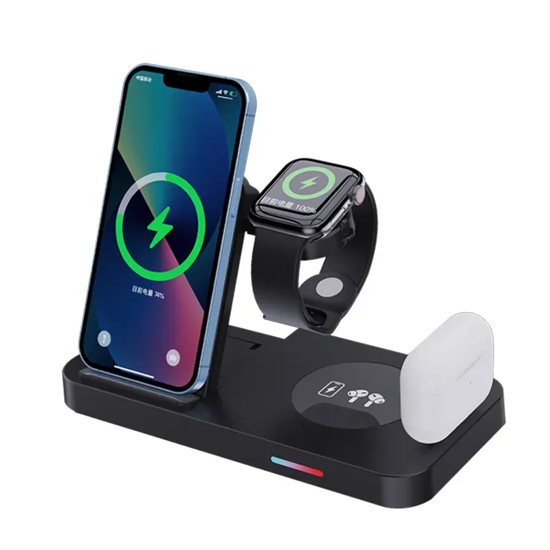 4 in 1 Wireless Charger For iPhone Samsung Galaxy Watch 6 5 Pro Fast Charging Station For Galaxy S23 S22 S21 Chargers Stand
